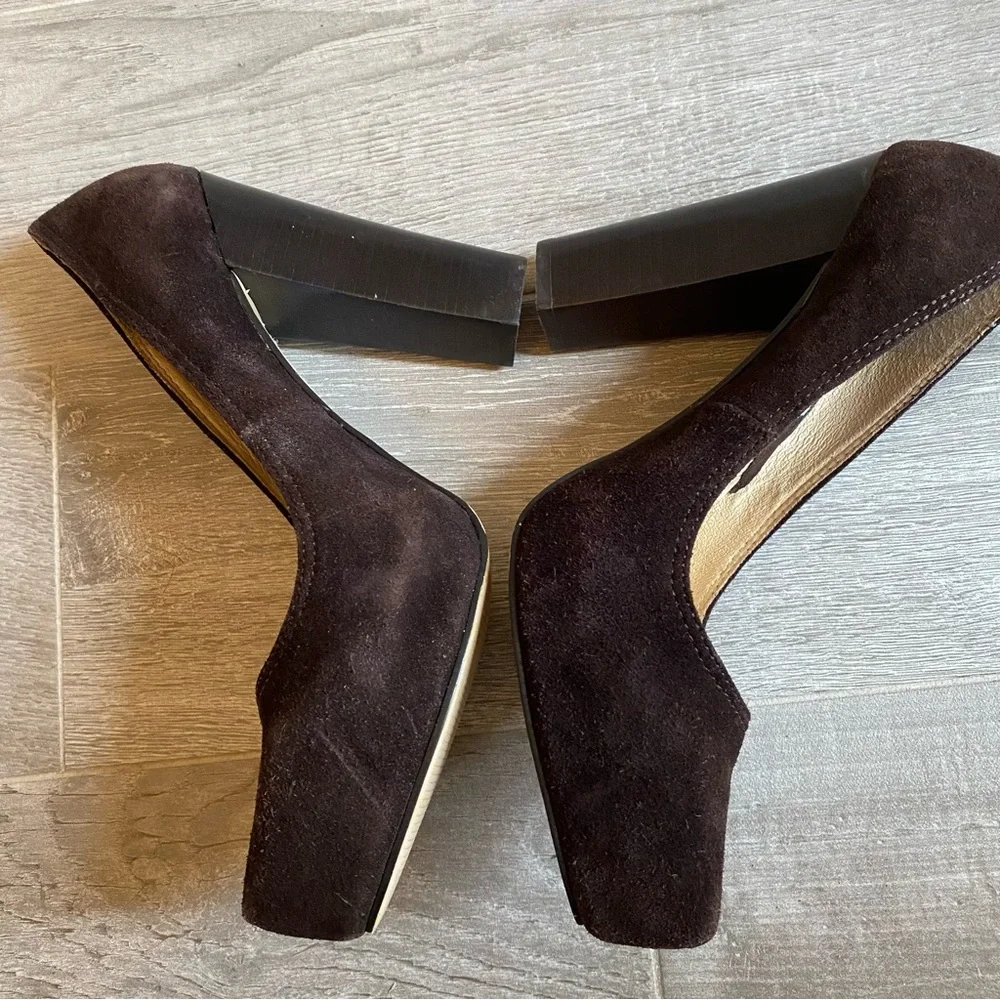 MICHAEL Michael Kors brown suede pumps with stacked heel